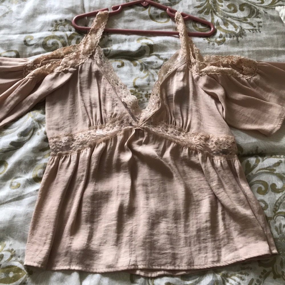 Cream off the shoulder lace top